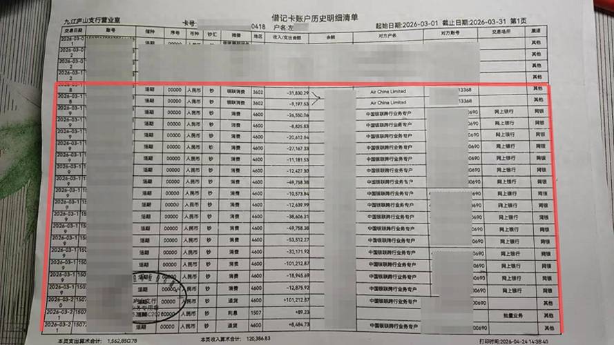 制造业蓝领月度工资银行卡流水单