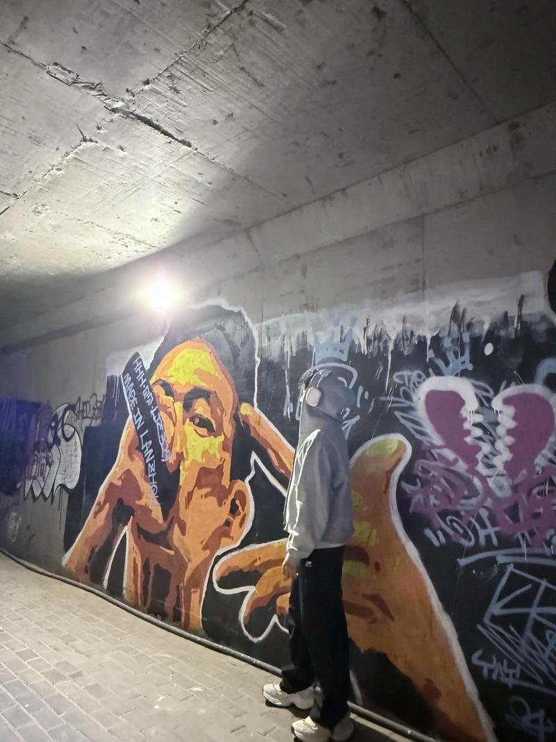 街头涂鸦墙韵脚说唱歌手