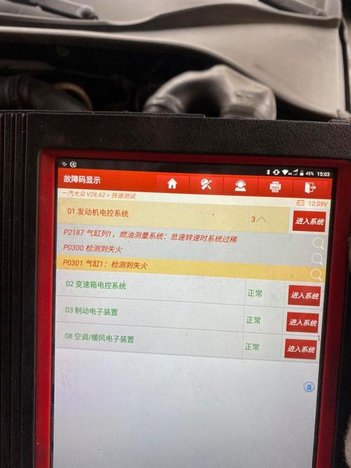 汽车诊断仪读碳罐电磁阀数据流界面实拍