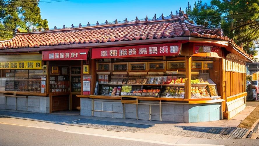 便利店门口供路人休息的折叠小桌与热水桶