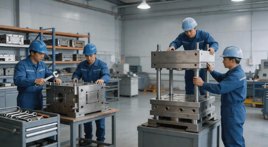 冲压模具老师傅正在检测模具精度