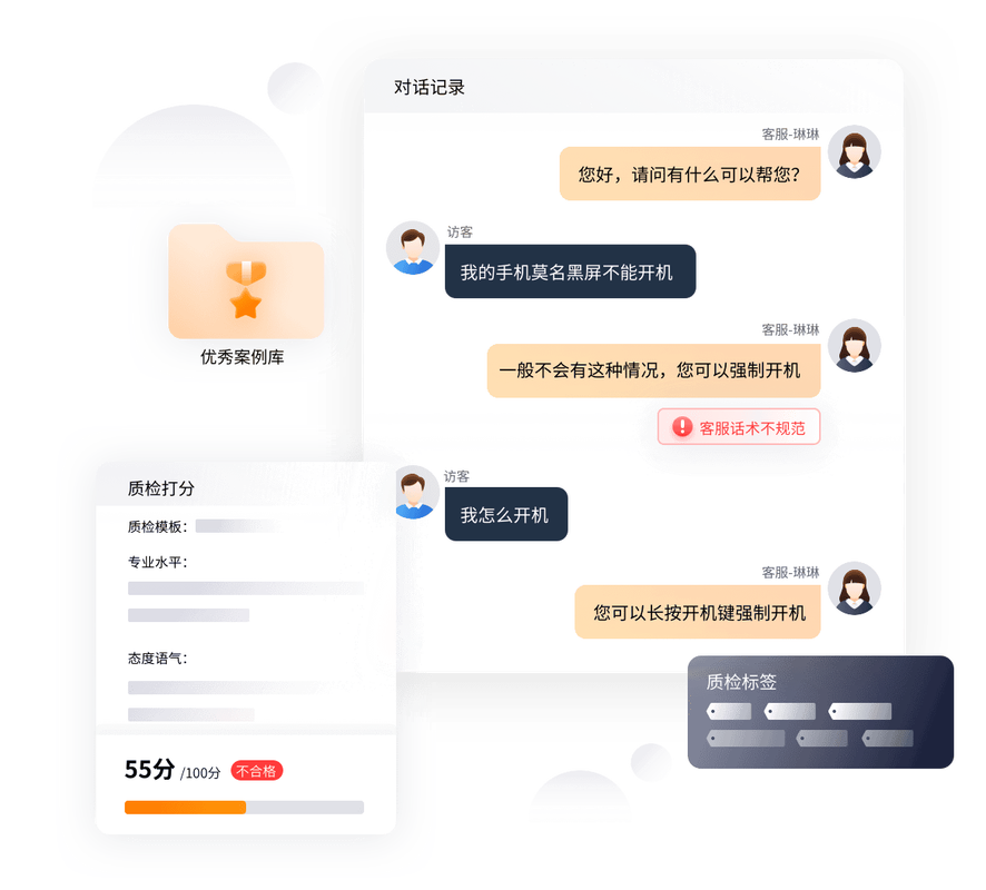 客服通过聊天窗口分析客户心理的现场图