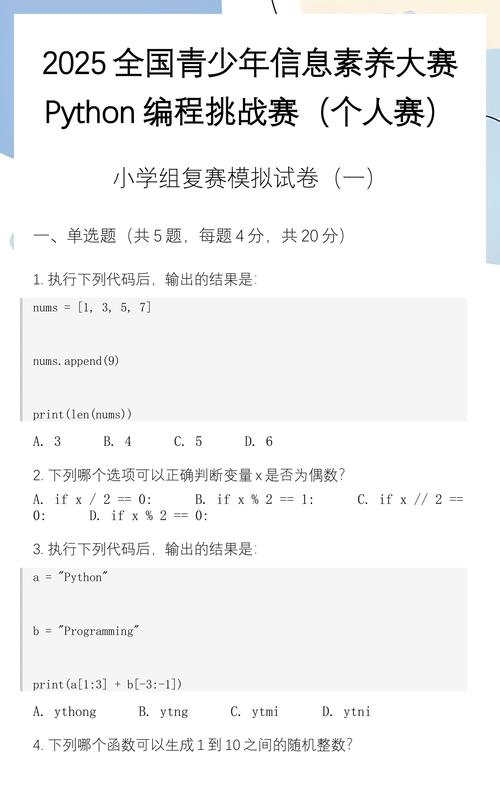 小学编程考级模拟试卷实拍
