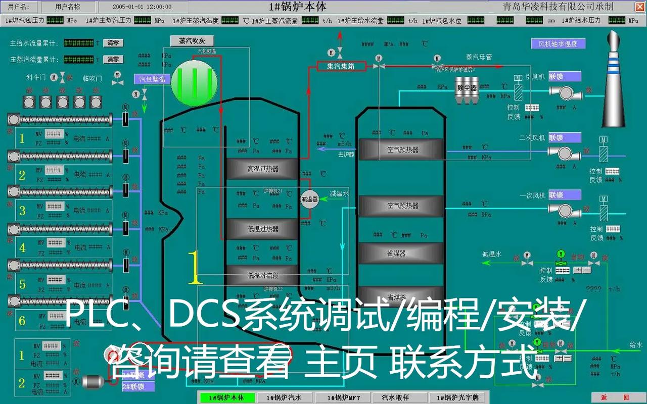 工业集中供汽站燃气锅炉DCS运行界面