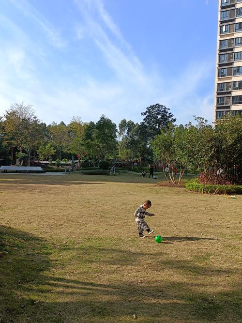 小区草坪儿童玩沙闹别扭场景