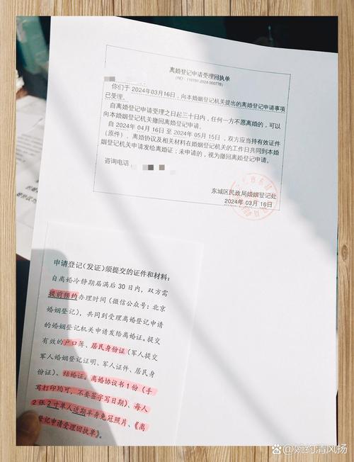 离婚冷静期相关法律文书和印章的特写镜头