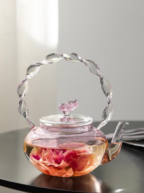 玻璃养生壶冲泡花草茶阳台实拍