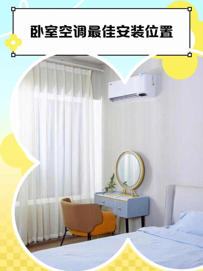 卧室小户型挂机空调避开床头直吹的安装位置示意图