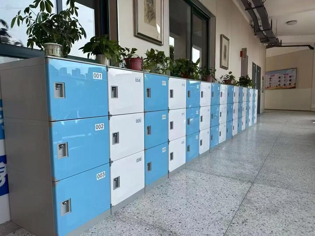 高中走班制走廊学生正在使用储物柜
