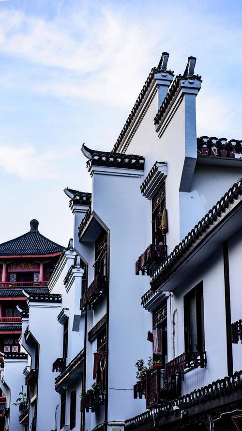 徽派建筑青瓦马头墙俯拍