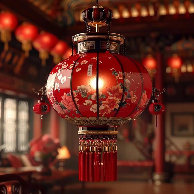 新中式婚礼红灯笼细节图 流苏 透光