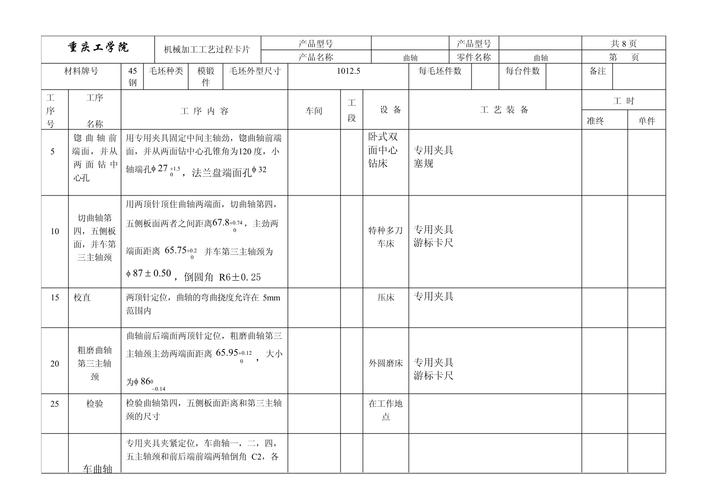 机械加工缸体曲轴孔工艺经验卡实拍