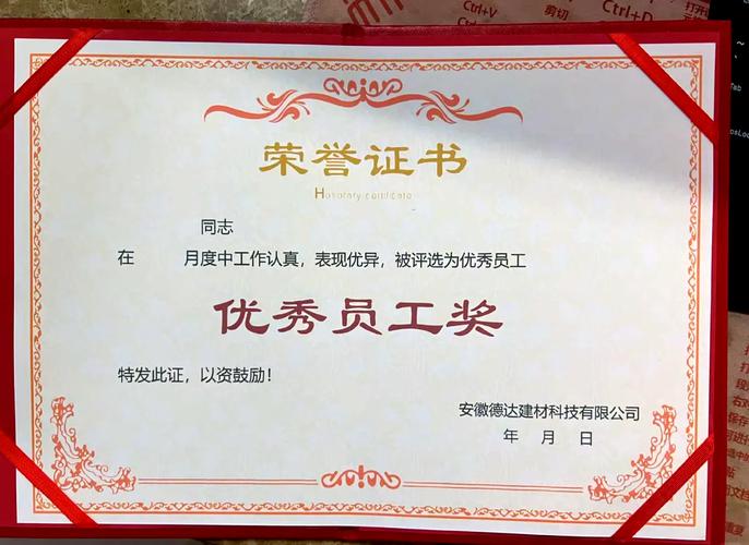 工业企业定制的员工勇气证书内页实拍