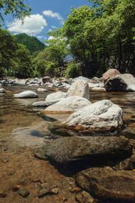 南漳七里山森林公园山间溪流原石