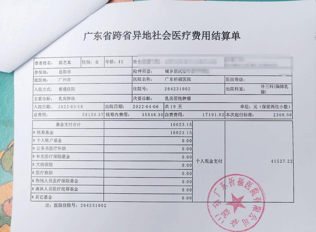 异地就医医保结算单样式示例