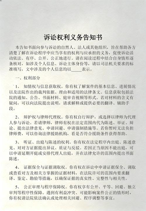 法院一审庭审辩护权权利告知书