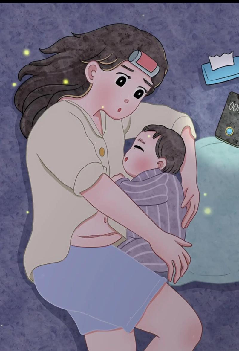 妈妈抱着宝宝轻声安抚入睡