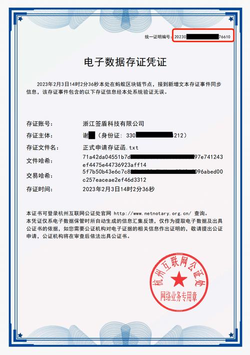 正规电子合同存证信息展示样图