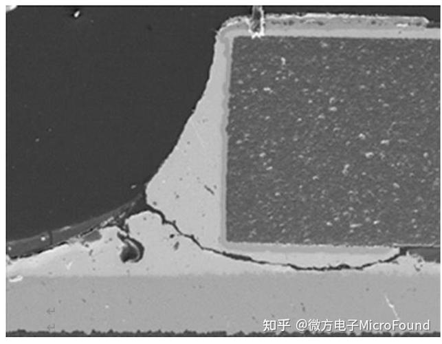 热震后碳化硅涂层开裂断面电镜图