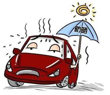 夏季停在阳光下的密闭汽车警示图