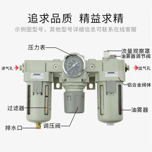 工业气动三联件安装现场 过滤调压润滑