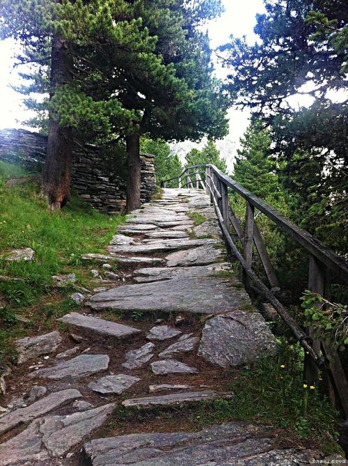 庐山五老峰山径青苔石板路