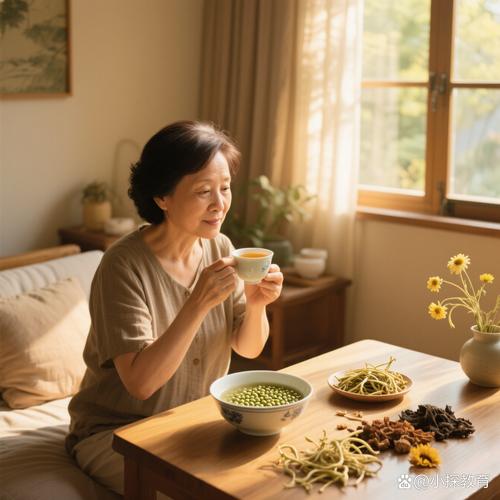 产后妈妈独自喝茶休息片刻的宁静场景