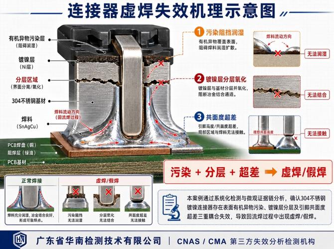 车载连接器超声波焊虚焊失效剖面观测图