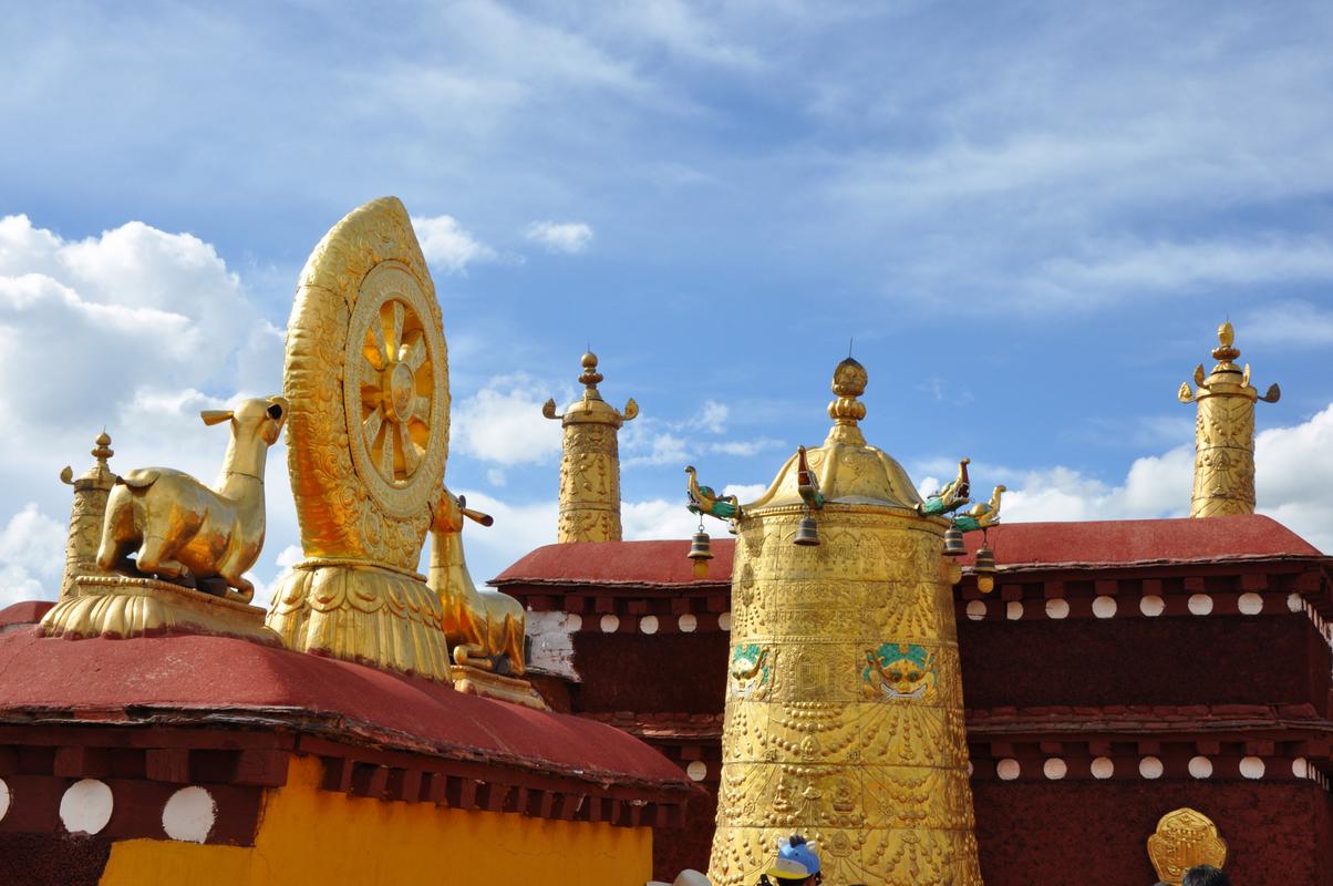 中国西藏自治区拉萨大昭寺主殿金顶全景