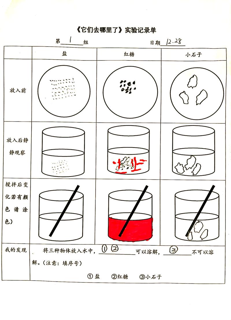 科学启蒙 溶解与融化现象对比实验图