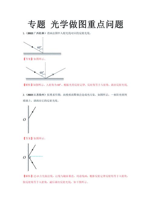 初中物理光反射作图考题典型错题示例
