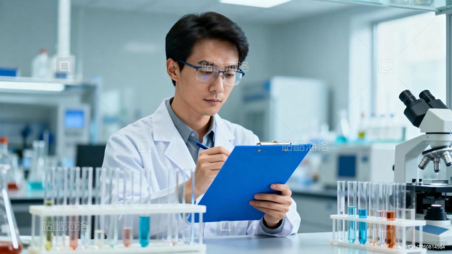 实验室科研人员操作精密仪器记录数据