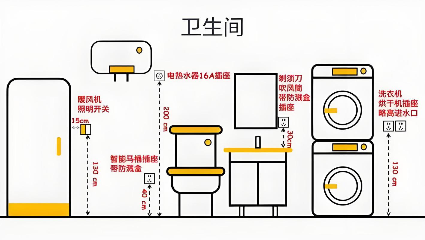 智能马桶水电改造预留插座角阀位置示意图