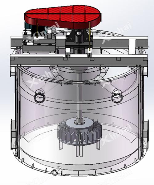 浮选机叶轮与定子结构剖面图