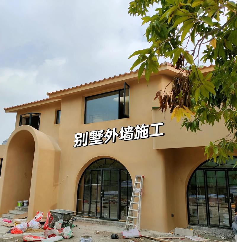露台外墙装修刷漆施工现场实拍