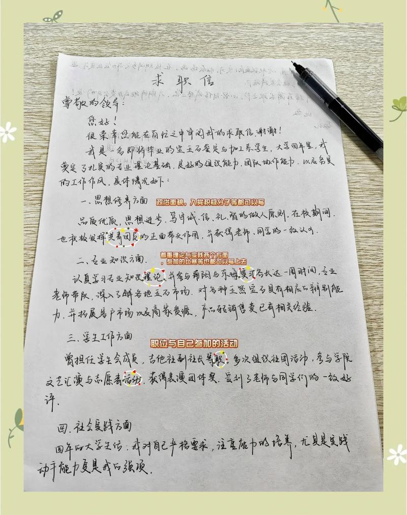 应届生求职信JD匹配经历手写笔记