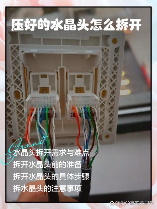 墙上网口拆开后仅接4芯的水晶头实拍