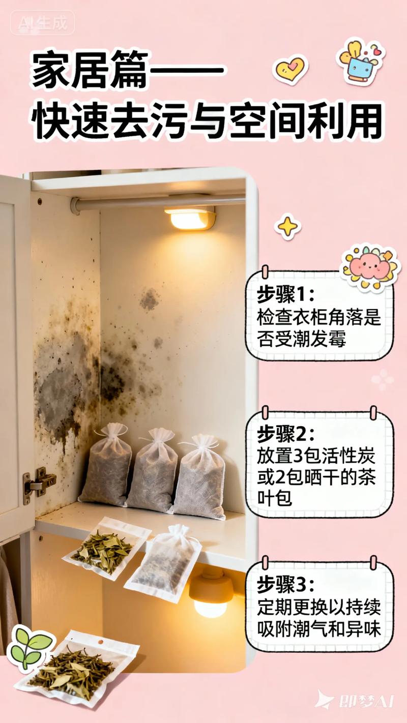 放在新家衣柜角落发霉的普通活性炭包