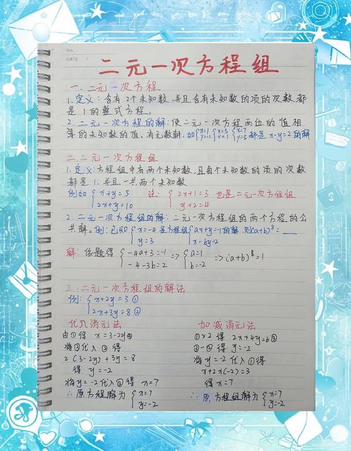 初中二元一次方程组常见易错点整理手写笔记