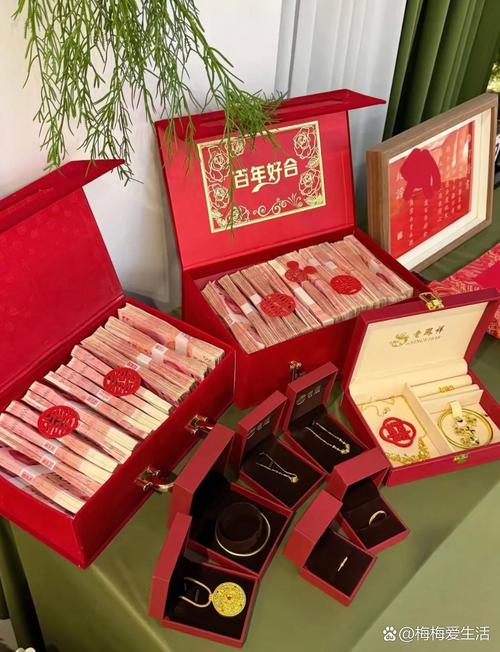 彩礼和嫁妆钱币红包特写