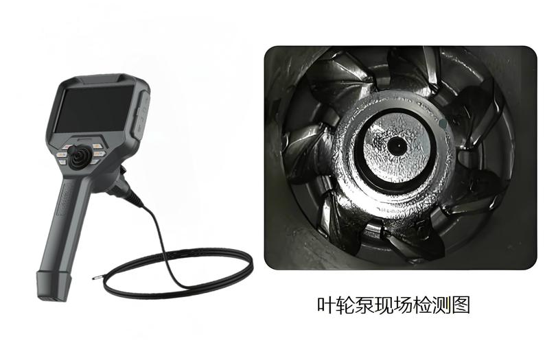 车间工程师手持工业内窥镜检测离心泵叶轮
