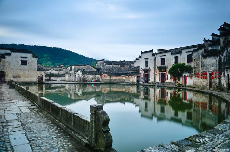 宏村月沼清晨无人景观