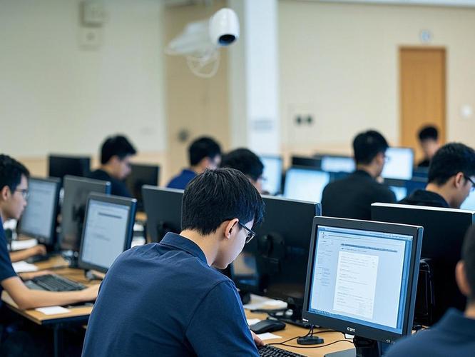 考生在电脑前进行AI辅助笔试