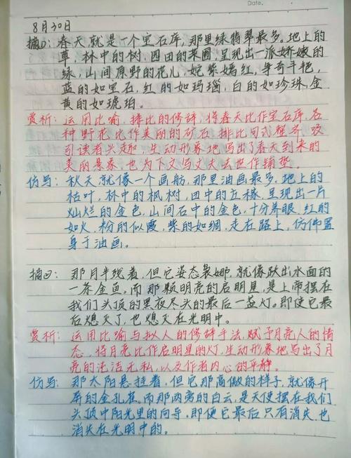 学生易混比喻与拟人修辞对照手写笔记图