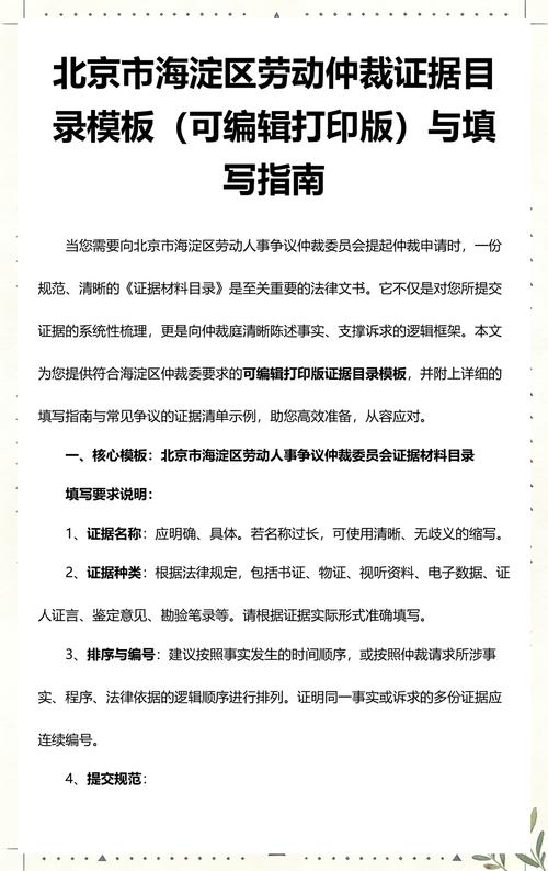 北京劳动仲裁证据整理规范示例图