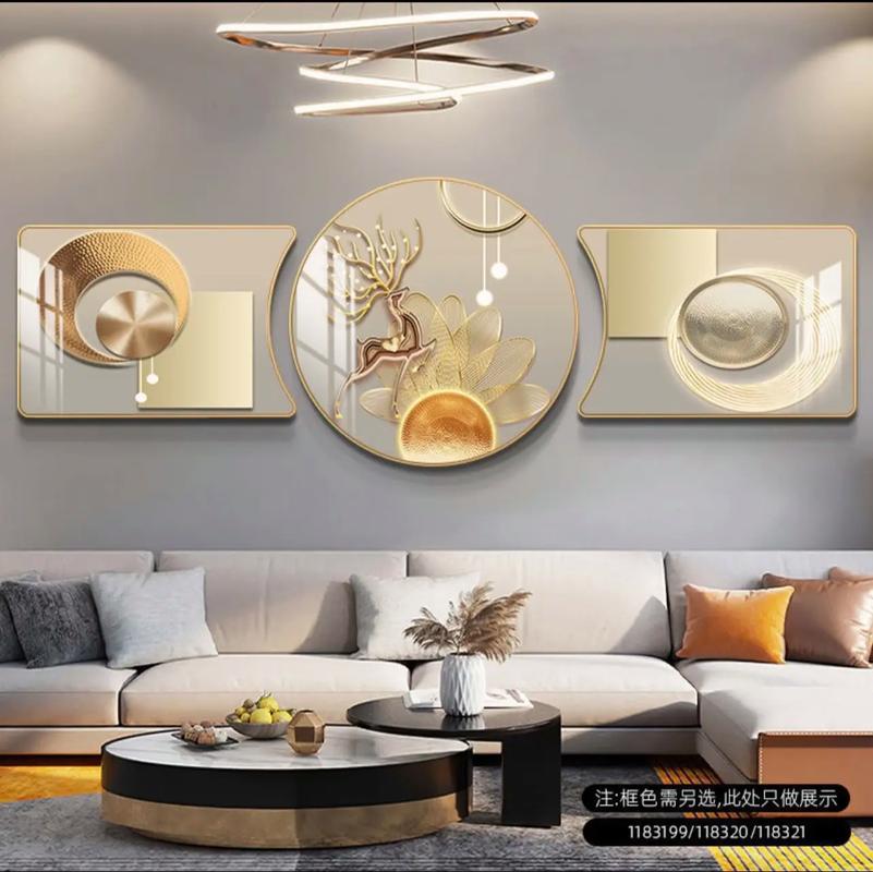 客厅抽象装饰画搭配现代简约沙发抱枕场景