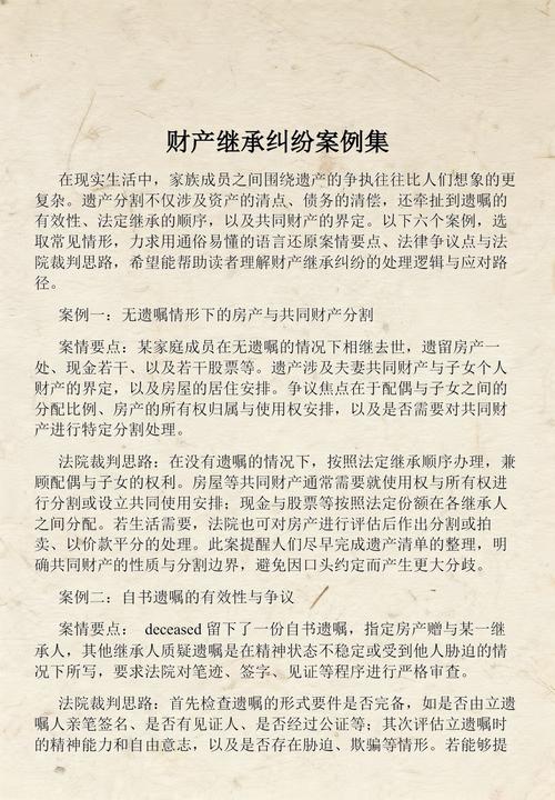 不同房产继承纠纷类型的适配参考