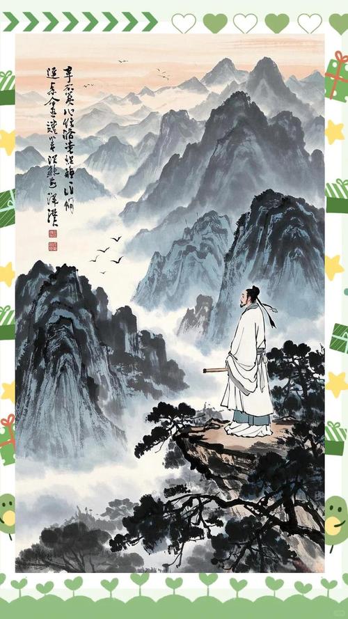 杜甫《登高》诗意图 江边高台秋景