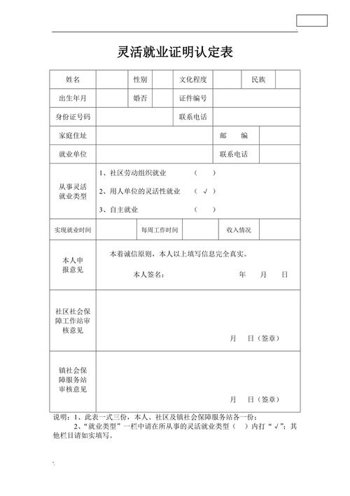 应届生灵活就业身份认定说明表