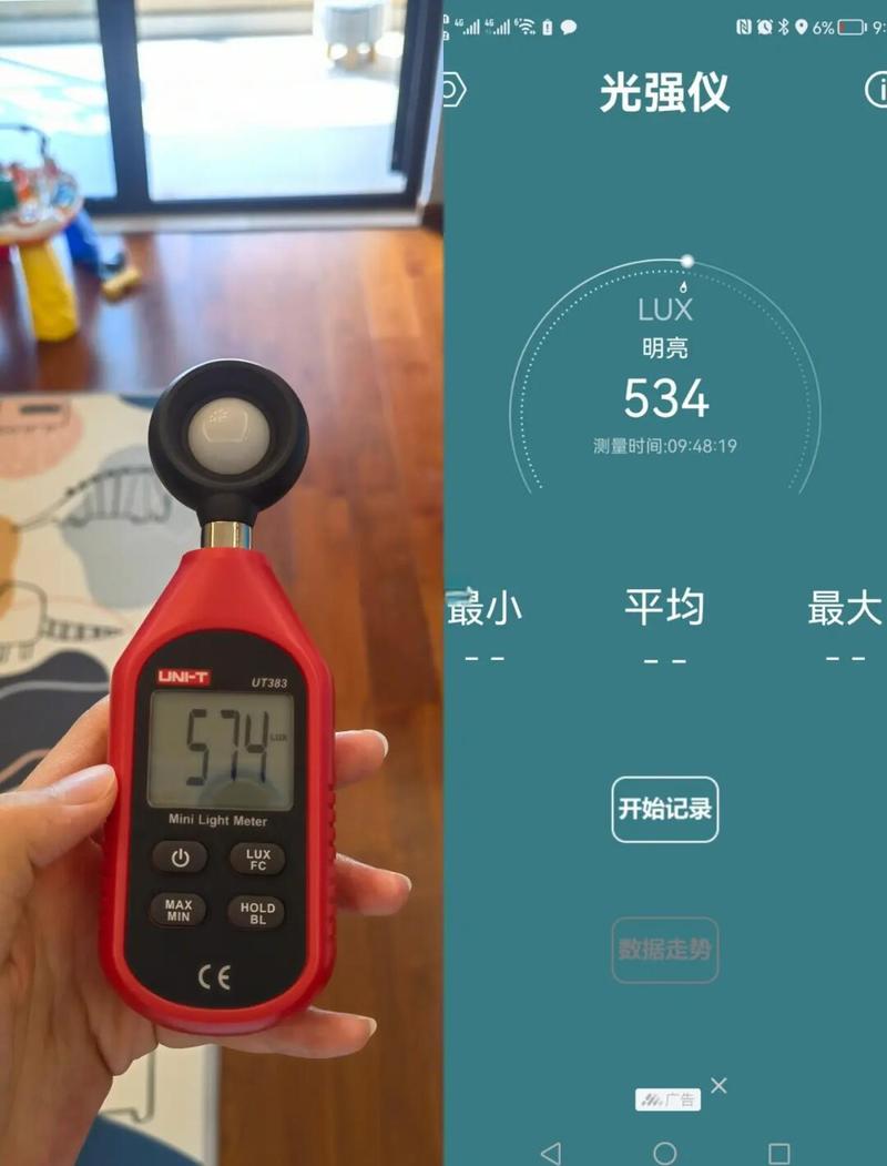 居民家用照度计测LED屏光辐射数值图